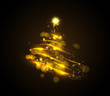 Vektor: Abstract golden christmas tree on black background Abstract golden christmas tree on black background
