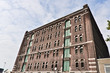 low angle view to the old brick factory building