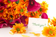 bouquet of calla lilies and orange chrysanthemums
