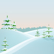 Winter styled landscape with fir trees