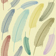 Seamless pattern with engraved style feathers Seamless pattern with engraved style feathers