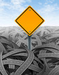 Challenges symbol with blank road sign Challenges symbol with blank road sign