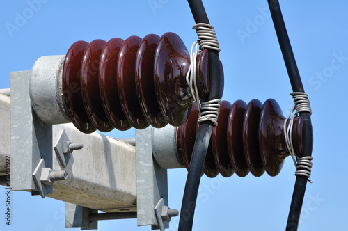 Photo: Power lines and insulators Power lines and insulators