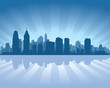 Philadelphia skyline with reflection in water