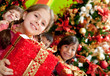 Girls with a Christmas gift