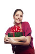 Pretty young woman with present
