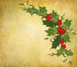 vector vintage christmas background with sprig of European holly vector vintage christmas background with sprig of European holly