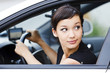Girl parking a car