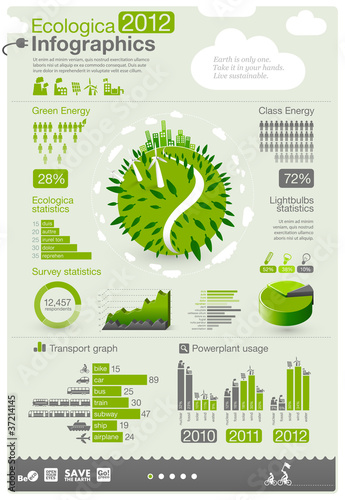 Vector: ecology info graphics - charts, symbols, elements ecology info graphics - charts, symbols, elements