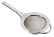 Round metal tea strainer isolated on white