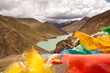 Photo: Yamdrok lake and flags Yamdrok lake and flags