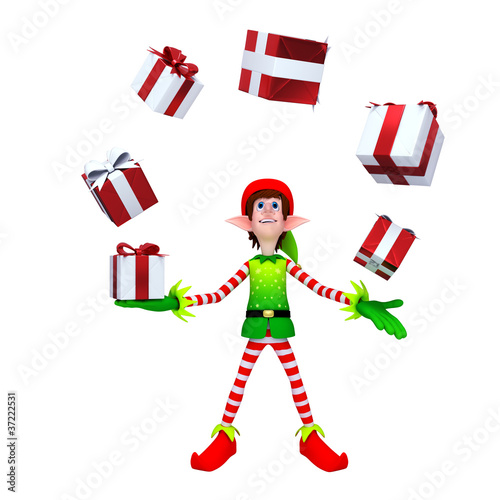 Illustration: Elves is doing the gifts shuffling. Elves is doing the gifts shuffling.