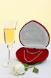 Diamond necklace with champagne and white rose. Diamond necklace with champagne and white rose.