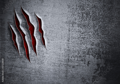 Illustration: Damaged grunge metal wall concept Damaged grunge metal wall concept