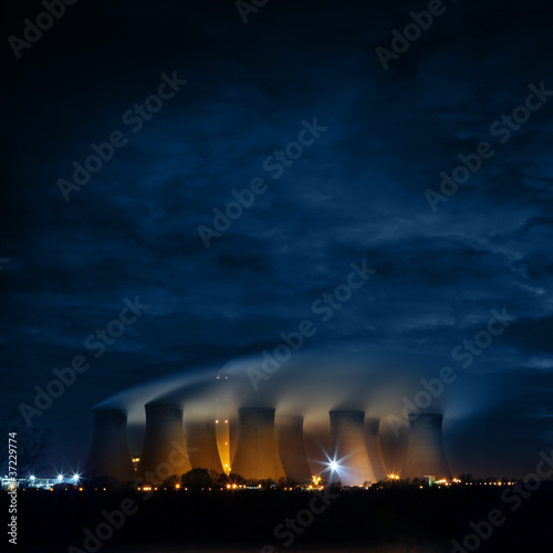 Photo: power plant night time power plant night time