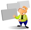 Illustration: businessman with whiteboards businessman with whiteboards