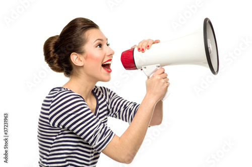 Photo: Attractive woman with megaphone Attractive woman with megaphone