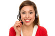 Woman with telephone headset