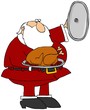 Santa Presenting A Cooked Turkey Santa Presenting A Cooked Turkey
