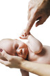 Photo: Newborn child on white, isolated. Newborn child on white, isolated.