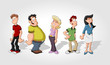 Group of cartoon people. Friends.
