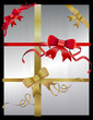 Gold and red vector bows and ribbons