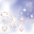 Pink pearls, stars and hearts on a light background Pink pearls, stars and hearts on a light background