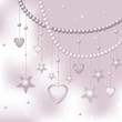 Pink pearls, stars and hearts on a light background Pink pearls, stars and hearts on a light background