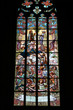 Stained-glass window in Saint Barbara's Church, Czech Republic,