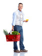 Man with a shopping basket. Grocery. Man with a shopping basket. Grocery.