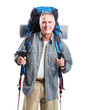 Tourist. Senior man hiking.