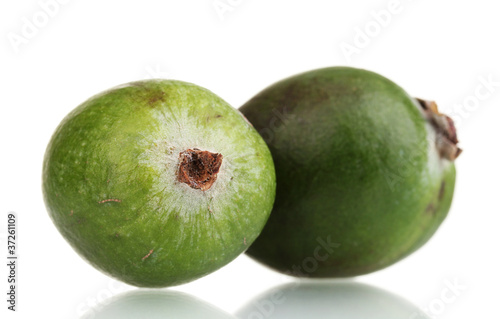 Photo: green feijoa fruit, isolated on white green feijoa fruit, isolated on white