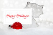Silver & Red Christmas Ornament With Happy Holiday Text Greeting