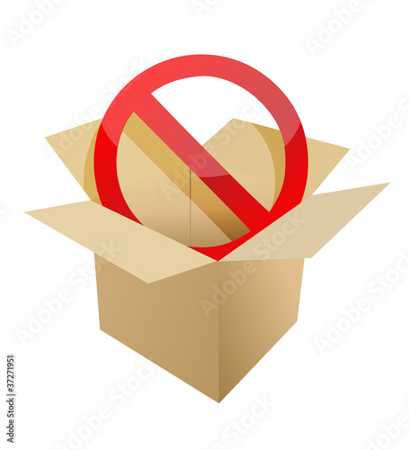 Photo: Red stop symbol in carton box illustration design Red stop symbol in carton box illustration design
