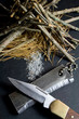 Magnesium Fire Starter - Pocket Knife - Tinder Pile
