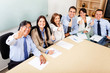 Business team with thumbs up