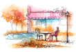 Illustration: outdoor restaurant outdoor restaurant