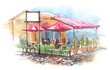 Illustration: cafe on terrace cafe on terrace