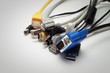 differenr cables over grey background