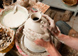 potter creating earthen jar on the circle potter creating earthen jar on the circle