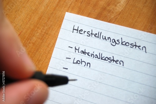 Photo: Herstellungskosten Herstellungskosten