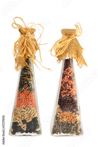 Photo: Bottles legumes and seeds Bottles legumes and seeds