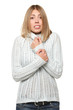 Portrait of  young woman shivering in the cold