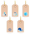 Collection of vector blank recycle and water labels isolated on