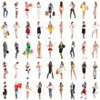 Many different girls isolated on white