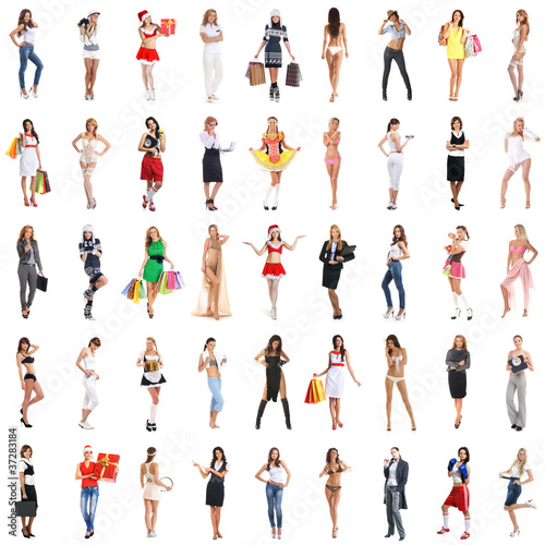 Photo: Many different girls isolated on white Many different girls isolated on white
