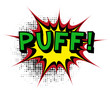 Puff. Comic book explosion. Puff. Comic book explosion.