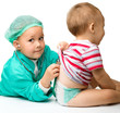 Children are playing doctor with stethoscope