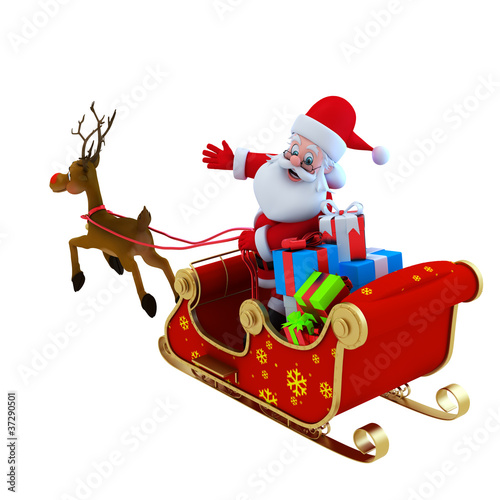 Illustration: Santa claus with his sleigh Santa claus with his sleigh