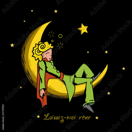 Vektor: petit prince rêve lune conte petit prince rêve lune conte